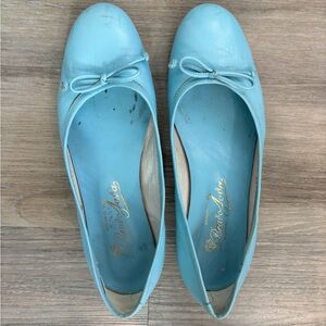 Baby Blue Leather Ballet Flats Made in Spain